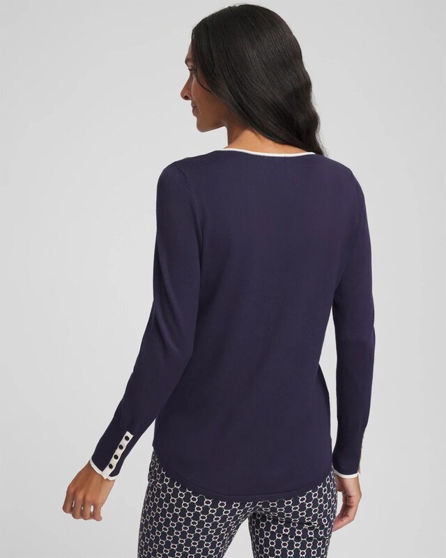 Ella Tipped V-Neck Pullover Sweater - image 3